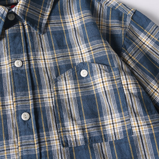 Camisa Retro Japonesa a Cuadros Lavada - Manga Corta Verano - Image 7