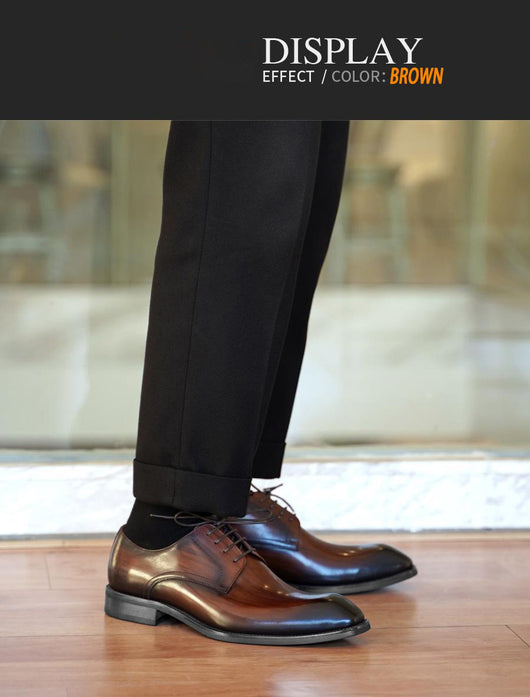 Zapatos de Cuero Vintage con Punta Cuadrada para Hombre - Image 17