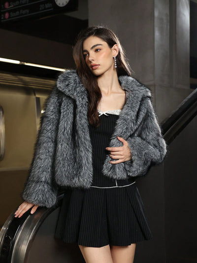 Chaqueta Cálida de Cuello Solapa con Pelaje para Mujer - Image 9