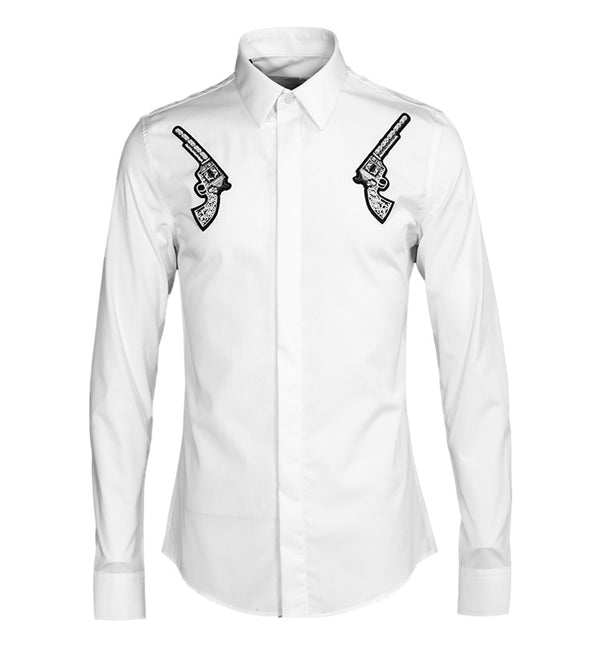 Camisa Manga Larga Slim Fit con Insignia Artesanal para Hombre - Image 3