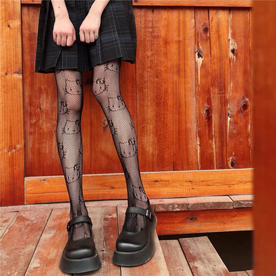 Jumpsuit de Malla con Recortes y Medias Estampadas para Mujer - Image 6