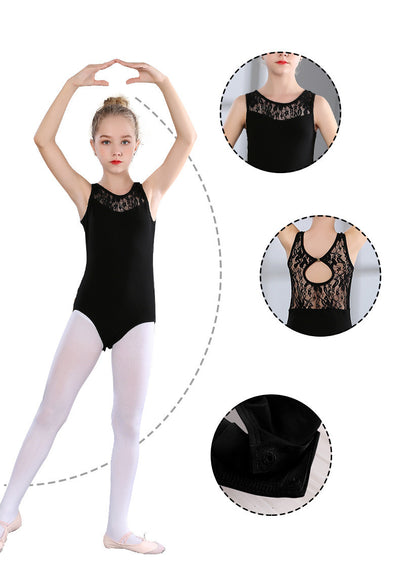 Vestido de Danza Manga Larga en Algodón Negro para Niñas - Image 3