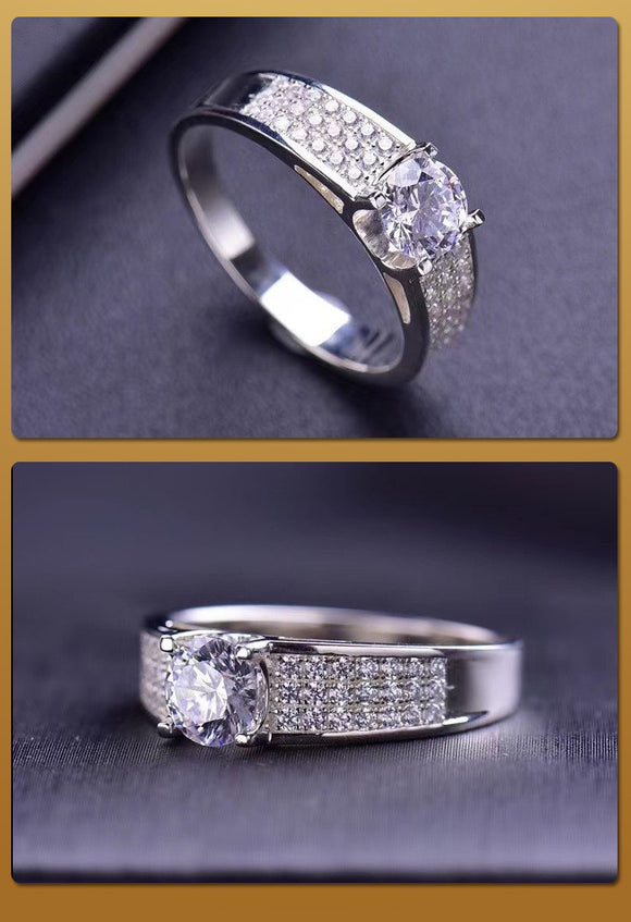 Anillo de Piedra Mosang con Cabeza de Toro y Bebé