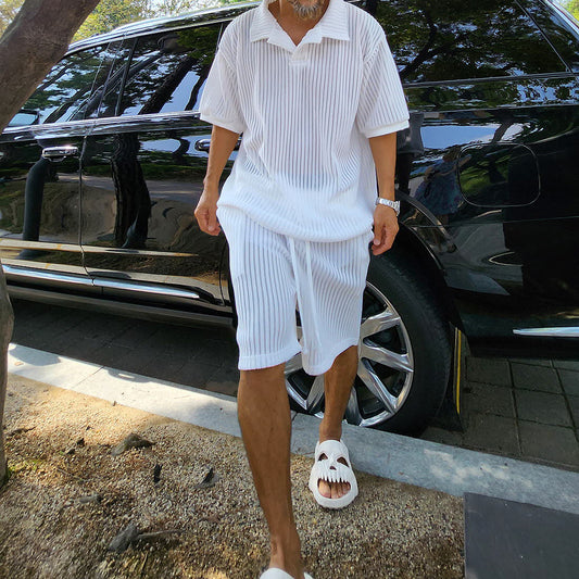 Conjunto de Playera y Shorts Holgados para Hombre - Comodidad Casual