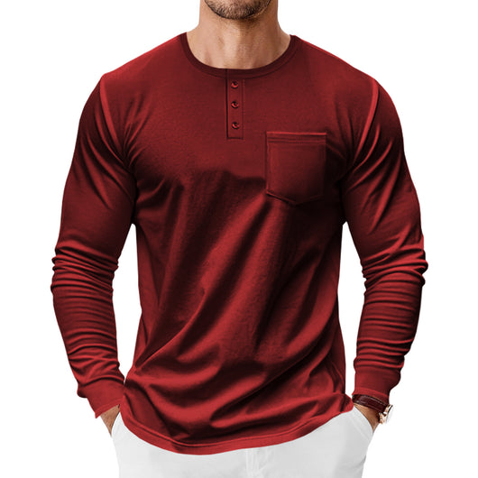 Camiseta Henley de Manga Larga para Hombre - Primavera y Otoño - Image 12