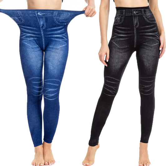 Leggings de Mezclilla Estampados con Pliegues - Comodidad y Estilo