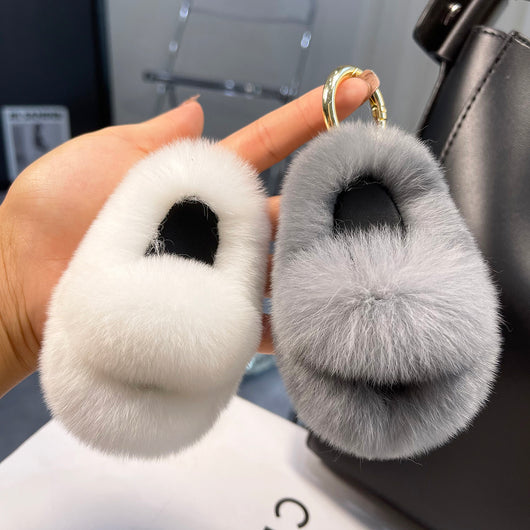 Llavero Colgante de Piel de Conejo Rex Auténtica Diseño Zapatilla - Image 10