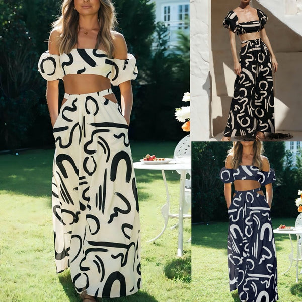 Traje Vestido Elegante con Mangas Abullonadas y Abertura Decorativa