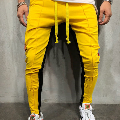 Pantalones Deportivos Hip Hop con Bloques de Color y Costuras Contrastantes para Hombre
