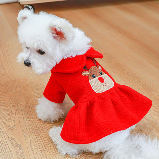 Conjunto de Ropa Navideña para Mascotas - Sudadera y Falda Alce Pareja Festiva - Image 6
