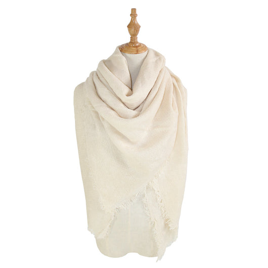 Chal Cuadrado de Colores Sólidos con Pashmina Larga - Image 12