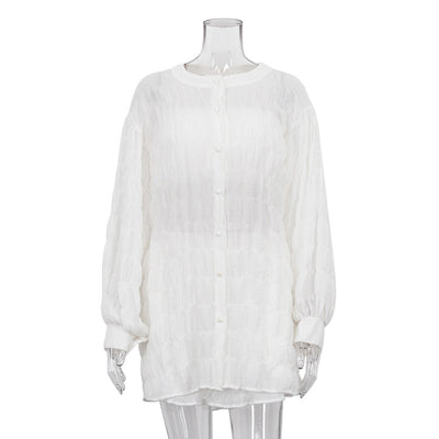 Conjunto de 3 Piezas: Blusa Suelta Manga Larga, Short Cintura Alta - Image 37