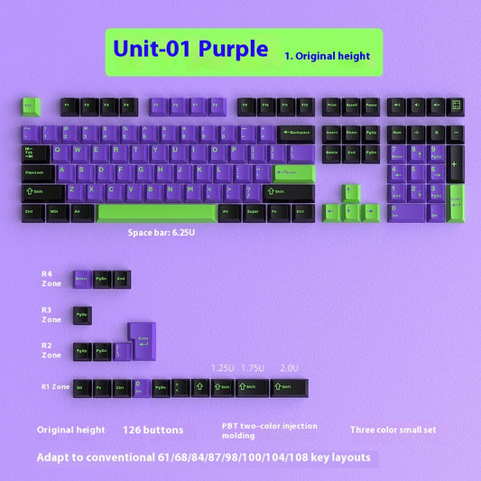 Set Completo de Teclas Grabadas Positive 126 Teclas Bicolor Premium
