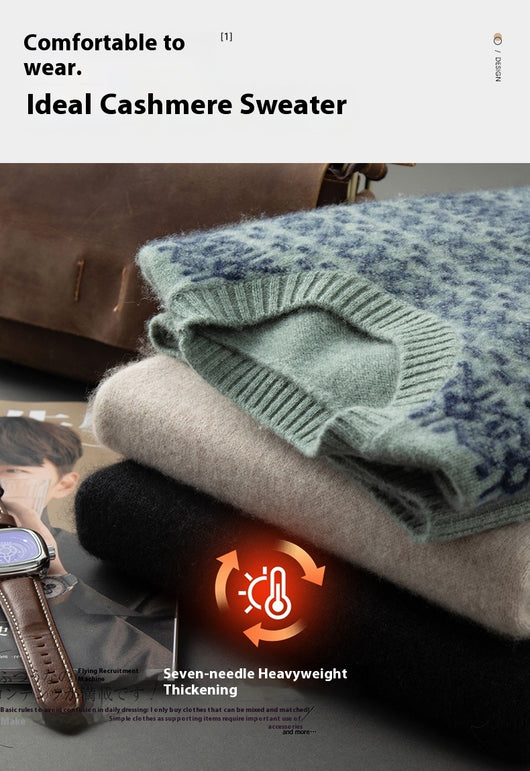 Suéter de Cachemira Jacquard para Hombre - Tejido Grueso y Cálido - Image 19