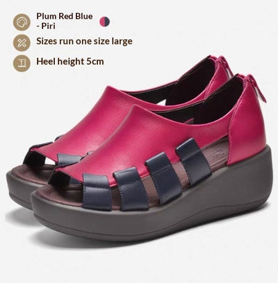 Sandalias Cuña de Cuero Genuino para Mujer con Suela Cómoda y Gruesa - Image 5