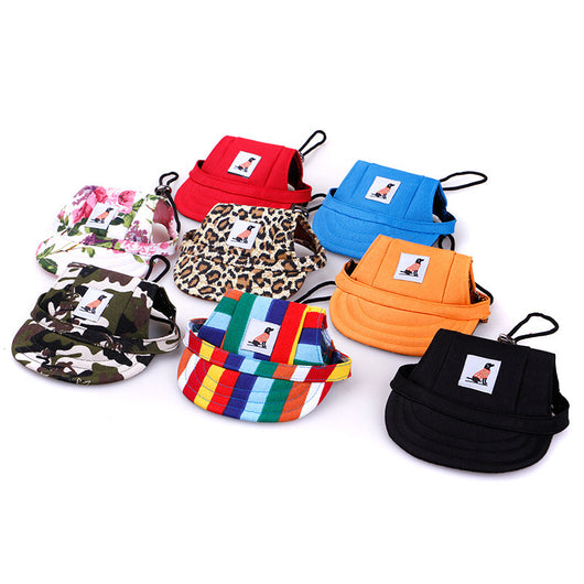 Orange pet baseball cap with ear holes and a curved brim, featuring a small patch with a dog graphic. - Image 7