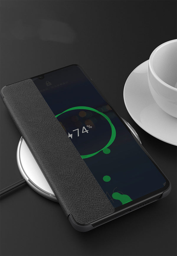 Funda Protectora con Ventana Lateral y Soporte para Teléfono