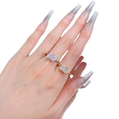 Anillo de Plata 925 con Corte de Hielo Floral Rectangular 7-11mm - Image 2
