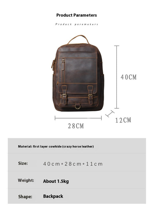 Mochila de Cuero Vintage Crazy Horse de Alta Capacidad - Image 12
