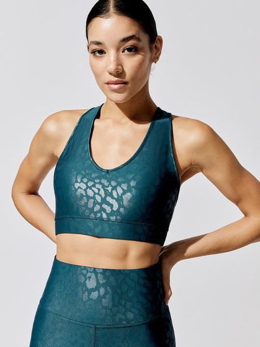 Conjunto de Yoga y Fitness Estampado Leopardo Metalizado para Mujer - Image 11