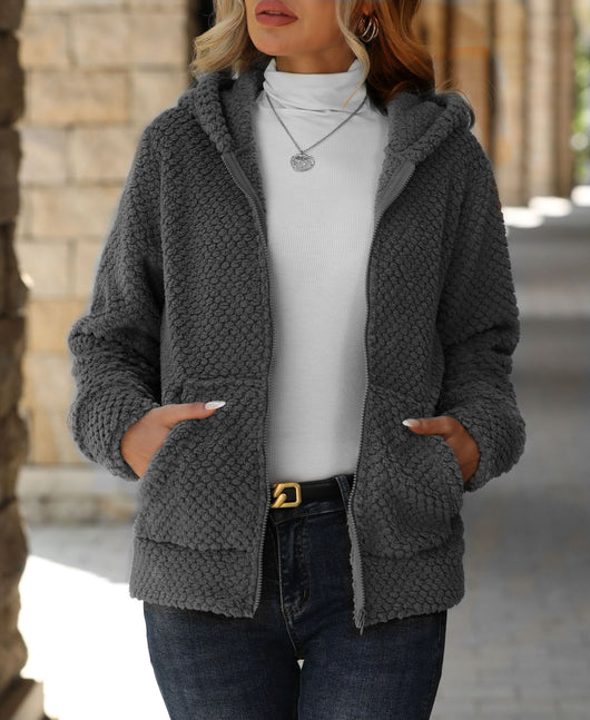 Chaqueta Hoodie Acolchada Suelta con Bolsillos y Cierre para Otoño e Invierno - Image 14