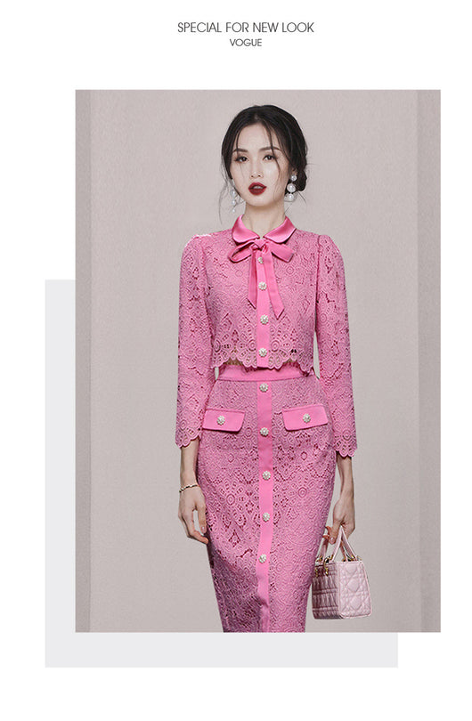 Conjunto Elegante de Encaje: Top Calado y Falda Cintura Alta - Dopamina Fashion - Image 9