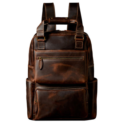 Mochila de Cuero Retro Crazy Horse para Hombre - Image 10