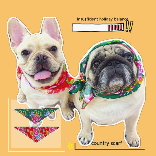 Pañuelo Triangular Estilo Campestre para Perros y Gatos
