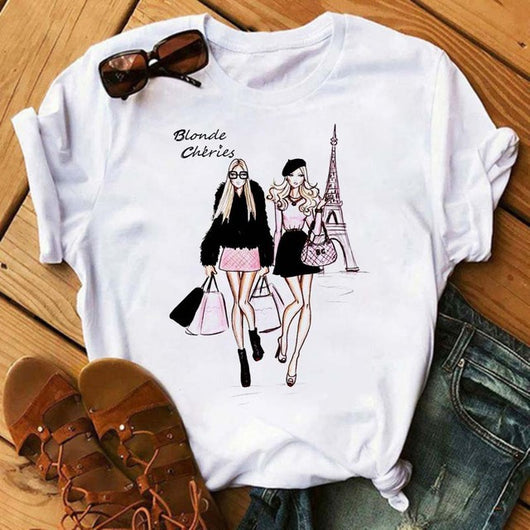 Blusa Romántica de Manga Corta para Mujer con Estampado I LOVET - Image 21