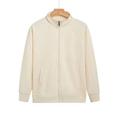 Purple full-zip jacket with a stand-up collar, raglan sleeves, and front pockets, displayed on a hanger. - Image 8