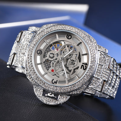Reloj Mecánico Hombre Diamante Completo Fondo Hueco Luminoso - Image 11