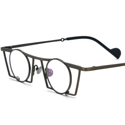 Gafas Retro Redondas de Titanio Puro con Combinación de Colores - Image 8