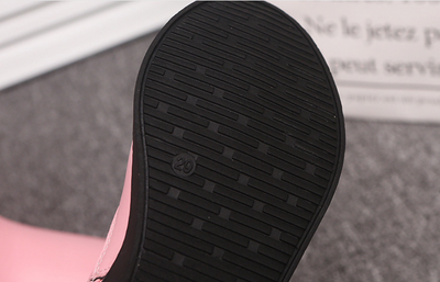 Pink girls' boots with lace trim, polka dots, side zippers, and decorative bows with pearl charms. - Image 18
