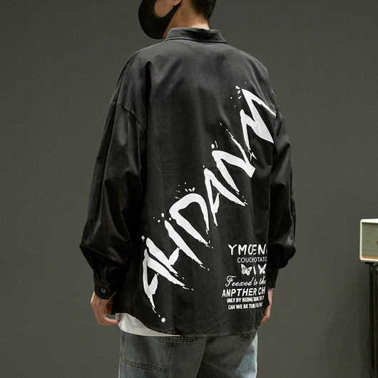 Chamarra Hombre Manga Larga Estilo Hip Hop con Letras Impresas - Image 4