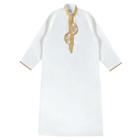 Túnica Árabe de Seda Bordada con Cuello Mao - Image 4