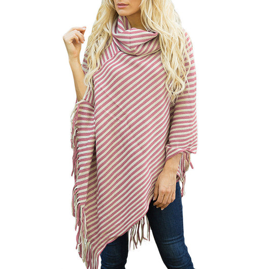 Capa Suéter Rayada con Flecos para Mujer - Image 9