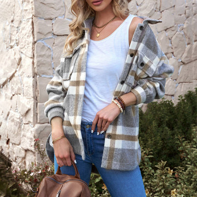 Camisa Acolchada de Cuadros Casual para Mujer - Image 10