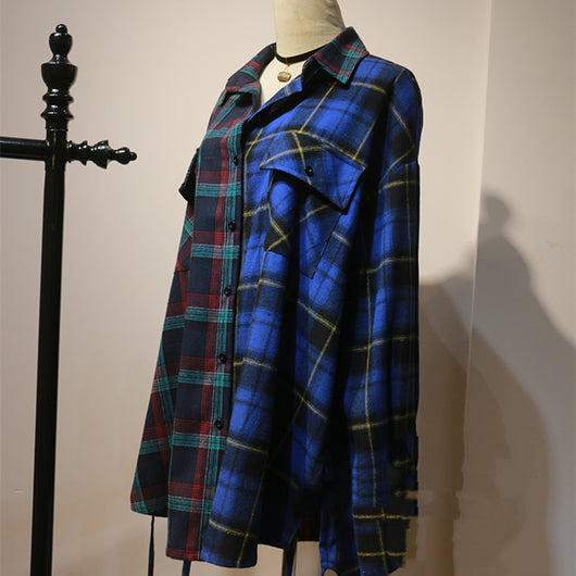 Camisa Casual Patchwork Cuadros para Hombre y Mujer - Image 10