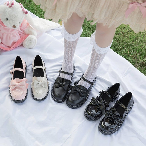 Zapatos Lolita de Cuero Grueso Retro Japonés para Mujer