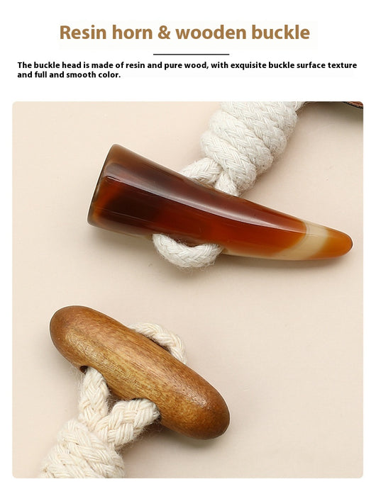 Botón Decorativo con Hebilla de Cuerno y Cuero Genuino - Image 32