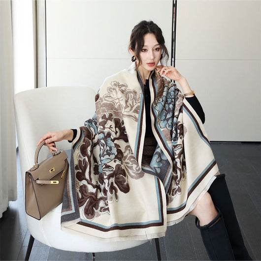 Bufanda de Cachemira Elegante Estilo Nacional Reversible Jacquard Doble Cara - Image 27