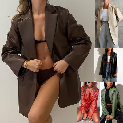 Abrigo de Cuero Premium Europeo y Americano - Traje Cálido