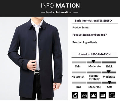 Abrigo Trench Coat Ejecutivo Largo para Hombre - Image 16