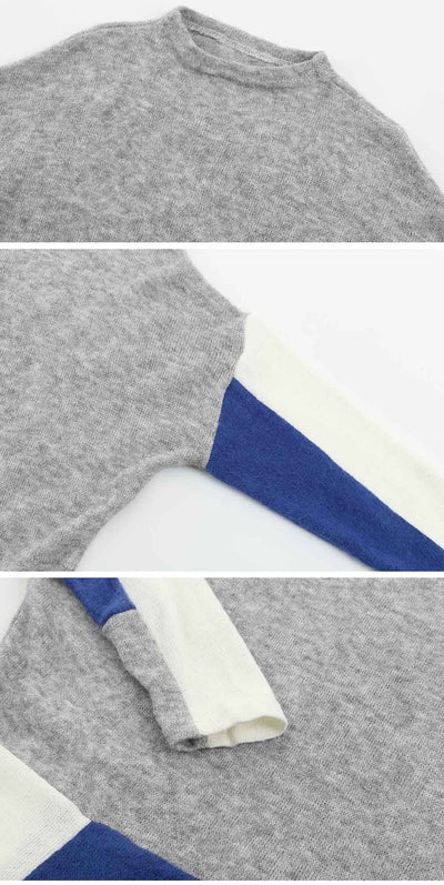 Blusa cuello redondo con bloques de color - Image 8