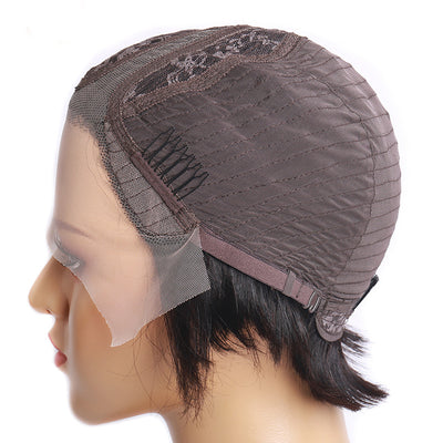 Peluca Frontal de Encaje Transparente T-Shape Tejida a Mano - Cabello Europeo y Americano - Image 8