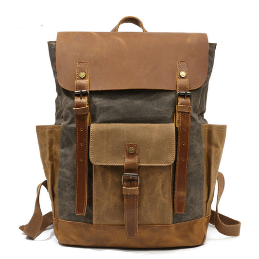 Mochila de Viaje Cuero Crazy Horse Lona para Hombre