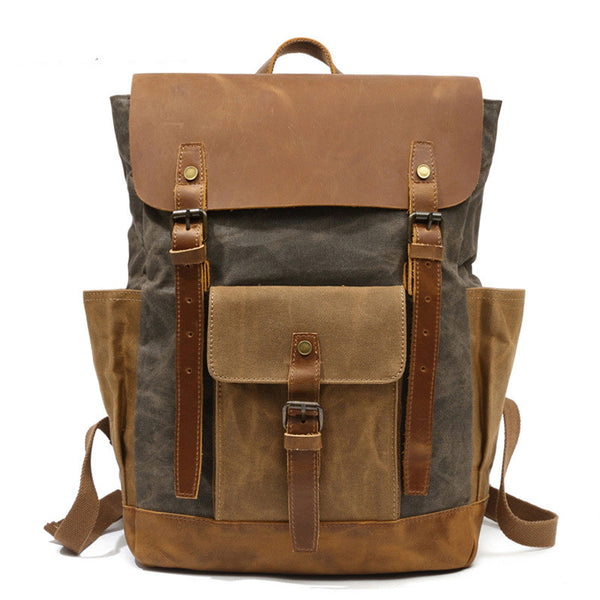 Mochila de Viaje Cuero Crazy Horse Lona para Hombre