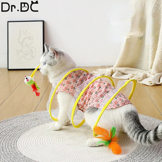 Túnel Plegable para Gatos con Juguete Ratón - Juguete Interactivo S Type