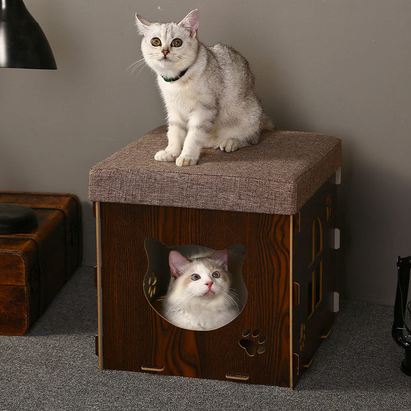 Cama Multifuncional para Gatos Adultos con Rascador Integrado y Nido Desmontable