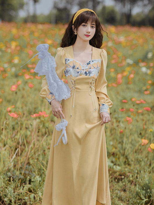Vestido Elegante Jacquard con Encaje Vintage y Cintura Alta Ajustada - Image 5
